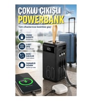 4 Çıkışlı Taşınabilir Powerbank – LED Ekran ve Fenerli Çoklu Şarj