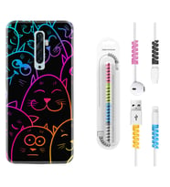 Oppo Reno 2Z 4 Lite 4 Pro 5 6 7 A31 Kılıf Kablo Koruma Spiral Silikon Neon Cats 1790