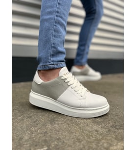 Boost Bağcıklı Cilt Süet Erkek Günlük Sneaker Ayakkabı CSBT - Beyaz/Gri