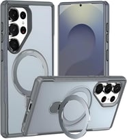 [Mag-Military] Samsung Galaxy S25 Ultra için Kılıf Katlanabilir Halka Stantlı [MagSafe ile Uyumlu] S25 Ultra Kılıfı PC+TPU Hybrid Tasarım Güçlü Manyetikli Samsung S25 Ultra Kılıf (Gri)