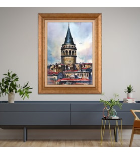 Altın Varaklı Paspartulu Çerçeveli  Tablo n5s1175