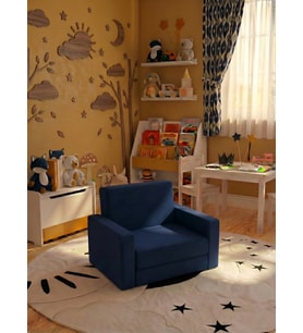 Çocuk Koltuğu Komple Sünger Katlanabilir Yataklı Minder Yatak (0-4 YAŞ) SOHO KUMAŞ LENSA HOME (Lacivert)