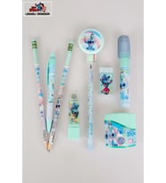 LİSANSLI STITCH 8 PARÇA KIRTASİYE SETİ UÇLU KALEM,2 ADET SİLGİLİ KURŞUN KALEM,ROKET SİLGİ VE ÇİFT BIÇAKLI KALEMTRAŞ