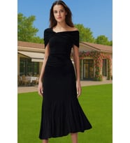 Feminen Midi Boy Polyester Örme Elbise Zarifane Tasarım Günlük Kullanım İçin Rahat Kullanım