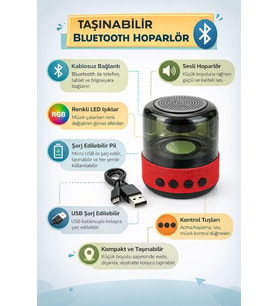 Taşınabilir Bluetooth Hoparlör, Mini Kablosuz Speaker, Yüksek Ses Seviyesi ve Derin Bass, USB Şarjlı, Ev Ofis Seyahat İçin Kompakt Masaüstü Hoparlör,Bluetooth Mini Hoparlör, Taşınabilir