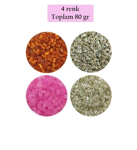 Kesme Cam Boncuk 2mm - 4 Renk - Toplam 80 Gram - BNC441