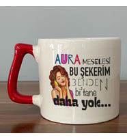 Aura Meselesi Bu Şekerim Baskılı Kırmızı Kulplu D Kupa