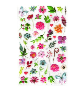 Sticker Kabartmalı Stiker Defter, Planlayıcı Etiket (lxk-023) - 22X14 cm - Renkli Çiçekler