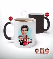 BK Gift Kişiye Özel Godfather Baba Oğul ve Kız Karikatürlü Sihirli Kupa Bardak-1 (Beyaz)