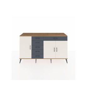 Kronos Konsol 3 Raflı 6 Çekmeceli 3 Kapaklı 176x59x99 Çam-Aytaşı/Antrasit