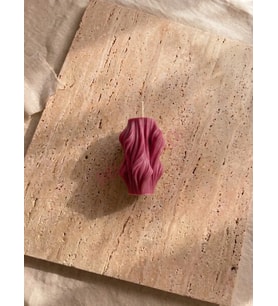Mumelia Minimal Dalga - Doğal Soya Blok Dekoratif Mum - Derin Pembe