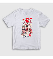 Presmono Unisex Çocuk Beyaz Hearts K-Pop Twice T-Shirt 280309tt