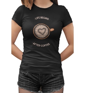 After Coffee Siyah Kadın Tshirt
