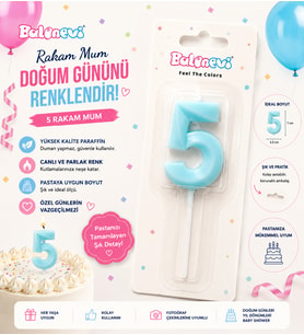 5 Yaş Pasta Mumu İlk Yaş Doğum Günü Rakam Mum Kız & Erkek Doğum Günü Pasta Süsü