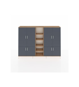 Arges Dolap 14 Raflı 8 Kapaklı 220x30x163 Çam-Antrasit/Çam