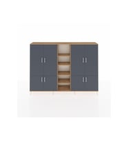 Arges Dolap 14 Raflı 8 Kapaklı 220x30x163 Çam-Antrasit/Çam