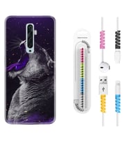 Oppo Reno 2Z 4 Lite 4 Pro 5 6 7 A31 Kılıf Kablo Koruma Spiral Silikon Purple Leopar 1750