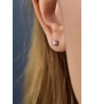 925 Ayar Gümüş Rose Kaplama Zirkon Taşlı Tektaş Küpe 4,0mm.