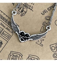 dukkandesign Angel Wings Siyah Kalp Kolye