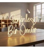 Seninle Bir Ömür – Düğün Dekorasyonu – Neon Led Tabela 65 cm Genişlik (Günışığı)