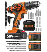 Steiner Alman V-tech 58 V 5 Ah Çelik Motor Çelik Şanzuman Darbeli Şarjlı Çift Akülü Vidalama Matkap