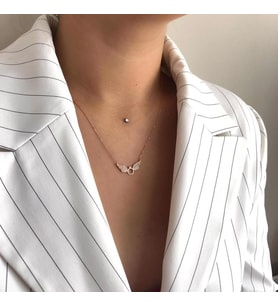 Rose Kaplama Melek kanatı  Yüzük Gümüş Kolye (Karışık)