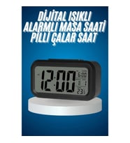 Mey İthalat® Işıklı Dereceli Masa Ofis Saati Alarmlı Termometre Takvim Çalar Saat