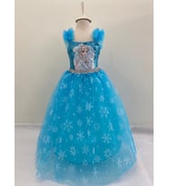 BASKILI ELSA MODEL UZUN ELBİSE