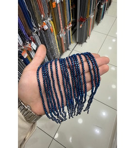 Hematit Taşı Silindir Kesim Parlak Mavi 4x4mm Doğal Taş Dizi
