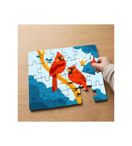 Dalda Kırmızı Kuşlar Tasarımlı 24 Parça Ahşap Çocuk Puzzle MPK0515