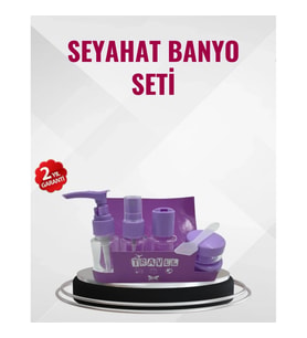 Mey İthalat® Seyahat Boy Banyo Seti 5’li Mini Şişe ve Krem Kutusu Çantalı