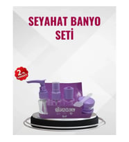 Mey İthalat® Seyahat Boy Banyo Seti 5’li Mini Şişe ve Krem Kutusu Çantalı