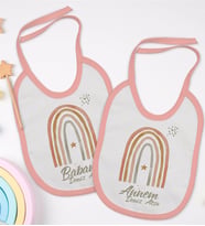BK Kids Kişiye Özel Anne ve Baba Tasarımlı 2’li Pembe Mama Önlüğü-1