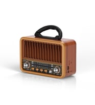 Polosmart FS111 Kablosuz Nostaljik Radyo BT 5.3 Type-C Destekli FM AM SW Hafızalı Şarjlı Kahverengi