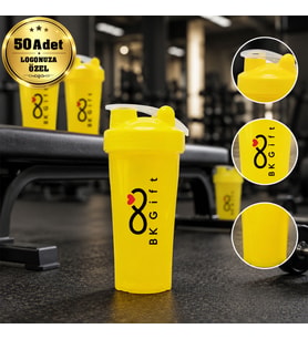 Logonuza Özel 50 Adet S100 650 ml Shaker Beyaz Kapaklı Sporcu Suluk Kurumsal