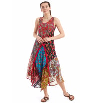 Şile Bezi Kırmızı Patchwork Elbise
