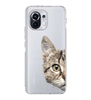 Xiaomi  Mi 11  Kamera Korumalı Kapak Catface Tasarımlı Şeffaf  Kılıf