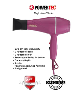 POWERTEC TR-501 Profesyonel Renkli Fön Makinesi Mor