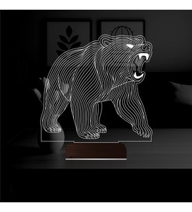 Luvivia Ayı Bear Tasarım 3D Lamba - Masa Gece Lambası