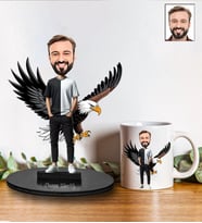 Kişiye Özel Siyah Beyaz Taraftar Karikatür Biblo Ve Kupa Hediye Seti 221