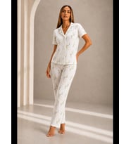 Night Kadın Kısa Kollu Rahat Kalıp Şık Pijama Takımı