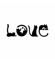 Kediler Love Duvar Sticker Siyah 21x7 cm