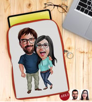 BK Gift Kişiye Özel Sevgililer Karikatürlü Taşınabilir Koruyucu Tablet Kılıfı & Organizer Çanta - Turuncu-109