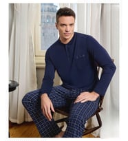 Pijamoni Erkek Düğme Yaka Uzun Kol Mevsimlik Pijama Takımı 6800/12 - 1 Adet (Lacivert)