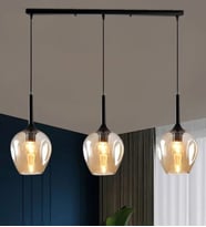 3Lü Yuvarlak ve Sıralı Siyah Gold Modern Genç Odası Yatak odası Retro Salon Avize 3223-W83-2B-VY (Siyah-Sarı)