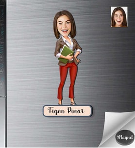 Kişiye Özel Kadın Ahşap Magnet -6