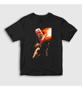 Presmono Unisex Çocuk Siyah Fire Guitar Buckethead T-Shirt 456402tt