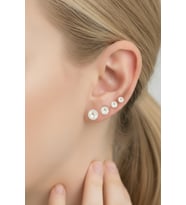 925 Ayar Gümüş 4’lü İncili Küpe Seti  4 mm - 5 mm - 6 mm - 7 mm İnci Gümüş Küpe Seti