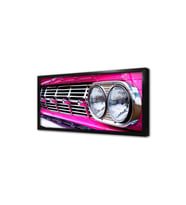Pembe Klasik Araba Çerçeveli Cam Tablo