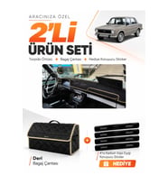 e-biz TOFAŞ MURAT 124 (1971-1977) Uyumlu Torpido Örtüsü + Deri Bagaj Çantası - Siyah-Bej - TF004
